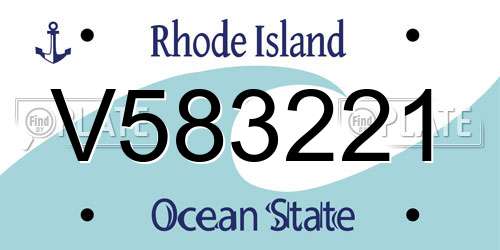 V583221 Rhode Island License Plate