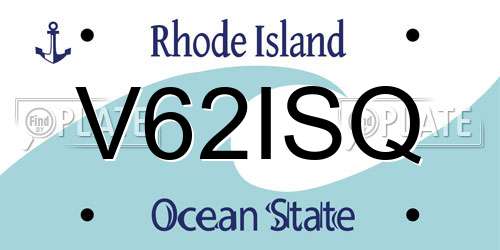 V62ISQ Rhode Island License Plate