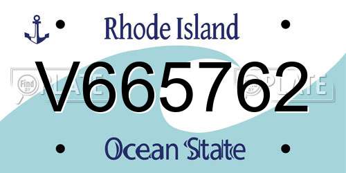 V665762 Rhode Island License Plate