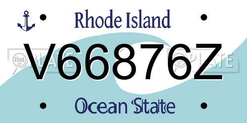 V66876Z Rhode Island License Plate
