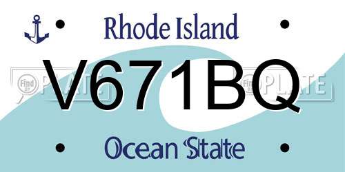 V671BQ Rhode Island License Plate