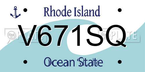 V671SQ Rhode Island License Plate