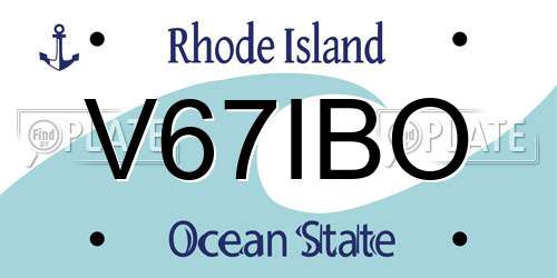 V67IBO Rhode Island License Plate