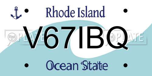 V67IBQ Rhode Island License Plate