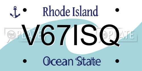 V67ISQ Rhode Island License Plate