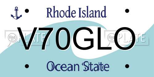 V70GLO Rhode Island License Plate