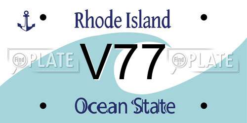 V77 Rhode Island License Plate
