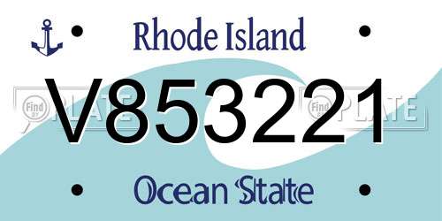 V853221 Rhode Island License Plate
