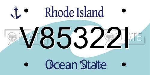 V85322I Rhode Island License Plate
