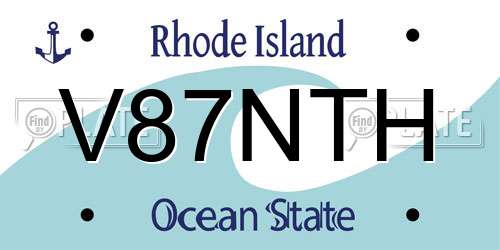 V87NTH Rhode Island License Plate