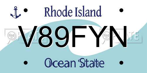 V89FYN Rhode Island License Plate