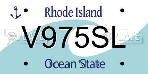 V975SL Rhode Island License Plate