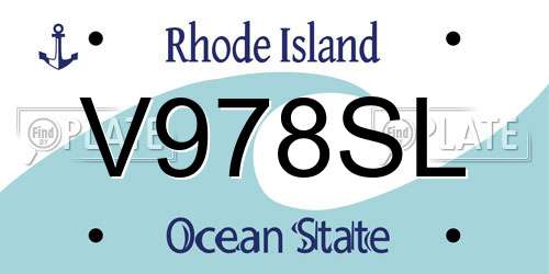 V978SL Rhode Island License Plate