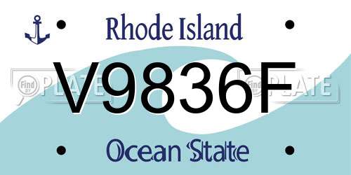 V9836F Rhode Island License Plate