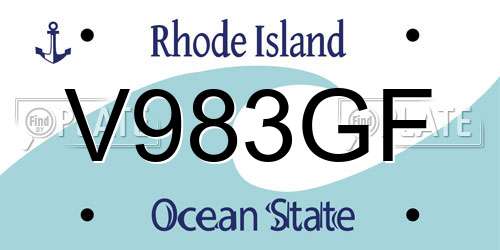 V983GF Rhode Island License Plate