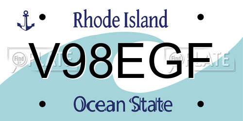 V98EGF Rhode Island License Plate