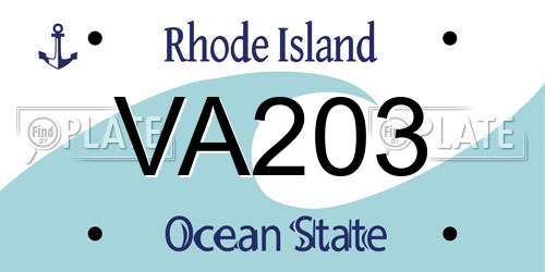 VA203 Rhode Island License Plate