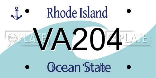 VA204 Rhode Island License Plate