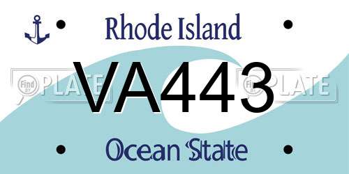 VA443 Rhode Island License Plate