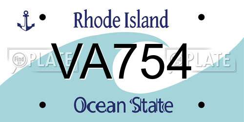 VA754 Rhode Island License Plate