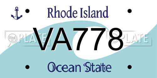 VA778 Rhode Island License Plate