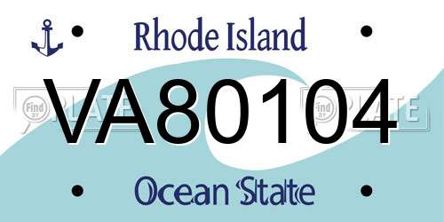 VA80104 Rhode Island License Plate