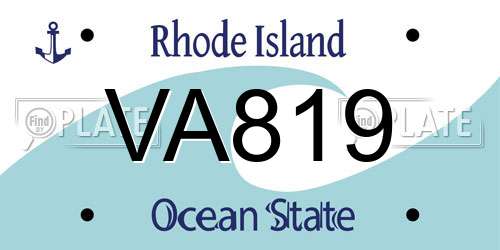 VA819 Rhode Island License Plate