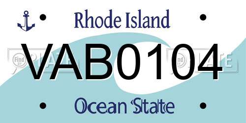 VAB0104 Rhode Island License Plate