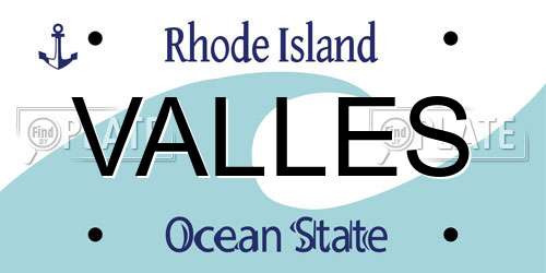 VALLES Rhode Island License Plate