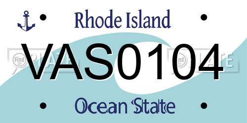 VAS0104 Rhode Island License Plate