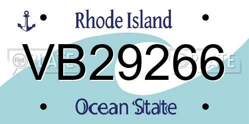 VB29266 Rhode Island License Plate