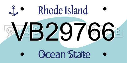 VB29766 Rhode Island License Plate
