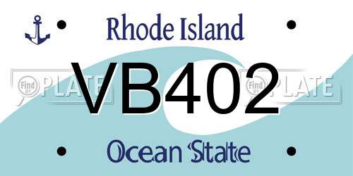 VB402 Rhode Island License Plate