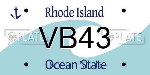 VB43 Rhode Island License Plate