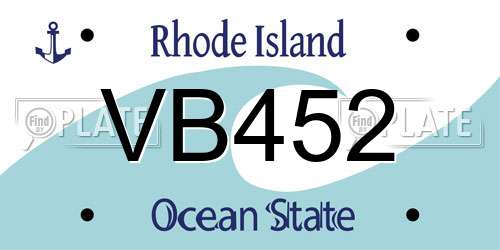 VB452 Rhode Island License Plate