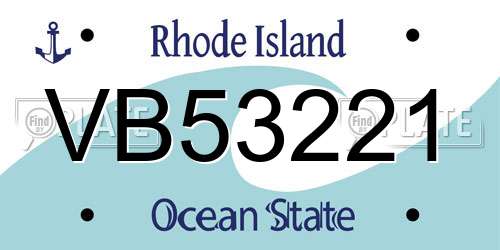 VB53221 Rhode Island License Plate