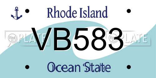 VB583 Rhode Island License Plate