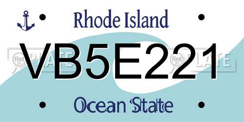 VB5E221 Rhode Island License Plate