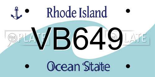 VB649 Rhode Island License Plate