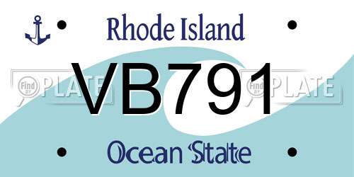 VB791 Rhode Island License Plate