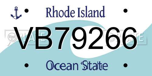VB79266 Rhode Island License Plate