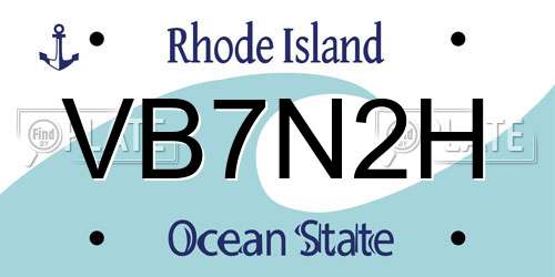 VB7N2H Rhode Island License Plate