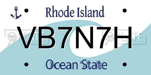 VB7N7H Rhode Island License Plate