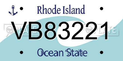 VB83221 Rhode Island License Plate