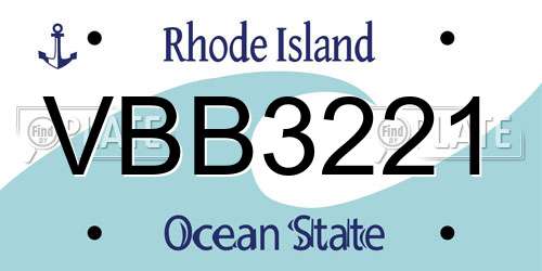 VBB3221 Rhode Island License Plate