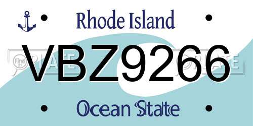 VBZ9266 Rhode Island License Plate