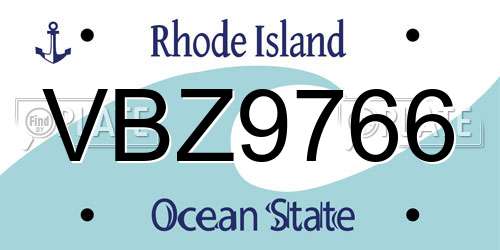 VBZ9766 Rhode Island License Plate