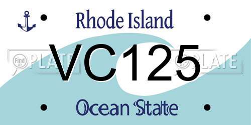 VC125 Rhode Island License Plate