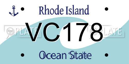 VC178 Rhode Island License Plate