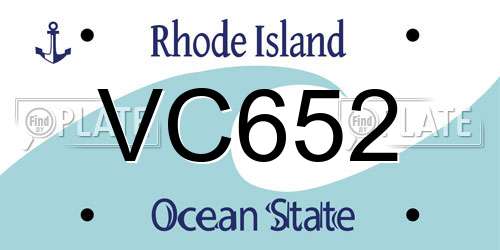 VC652 Rhode Island License Plate